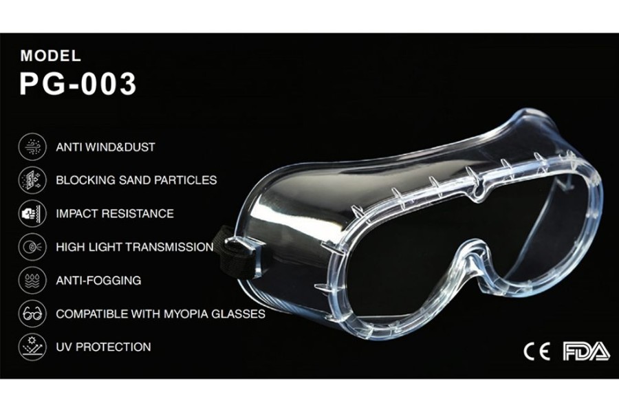 Goggles 1 | Match Protective Pg-003 Goggles Clear W/ Black Strap