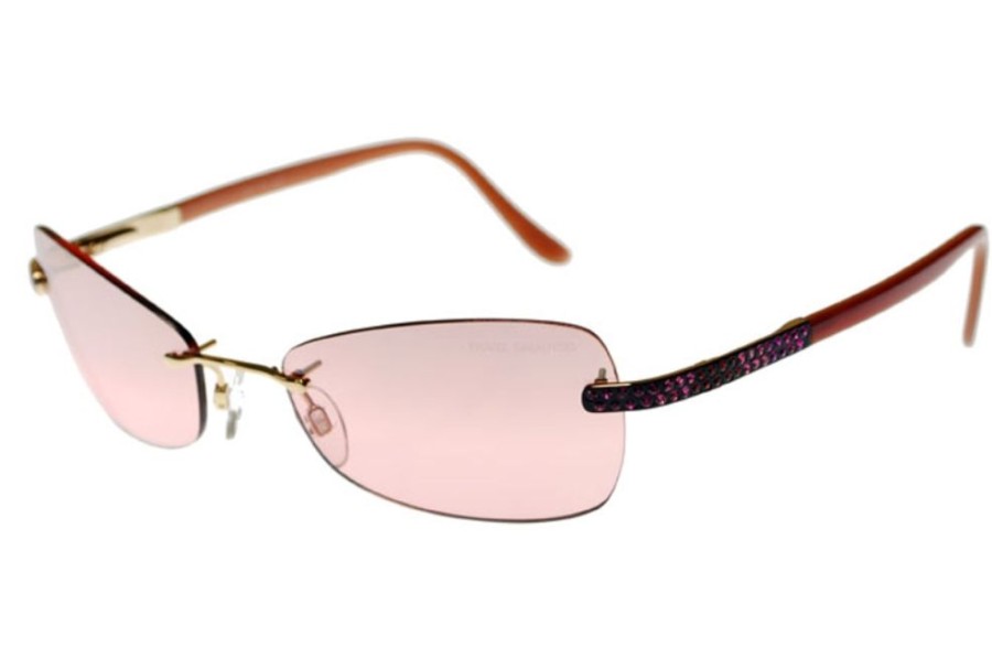 Sunglasses Swarovski | Swarovski S614 Sunglasses 6052 Fuschia/Rose/Indian Red/23 Karat Gold Plated