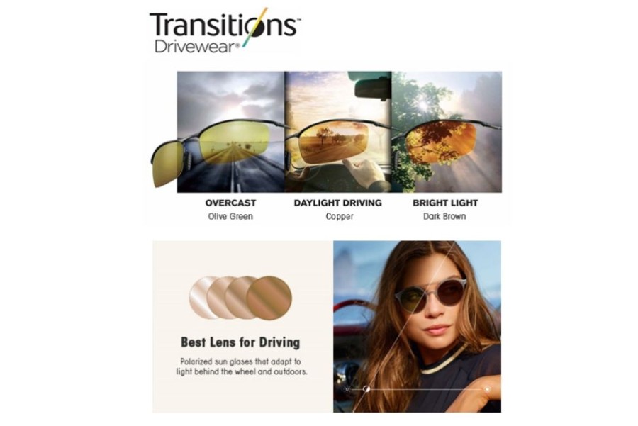 Lenses Younger Optics | Younger Optics Transitions Drivewear® - Polarized Photochromic - Polycarbonate - Plano Lenses Olive/Copper/Brown