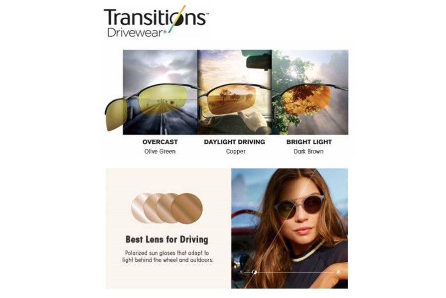 Lenses Younger Optics | Younger Optics Younger Optics Image® - Transitions Drivewear® - Polycarbonate Progressive Lenses Olive/Copper/Brown