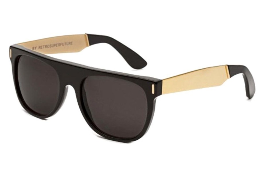 Sunglasses Super | Super Flat Top Ihju Nim Francis Black/Gold Large Sunglasses Ihju-Nim Francis Black/Gold